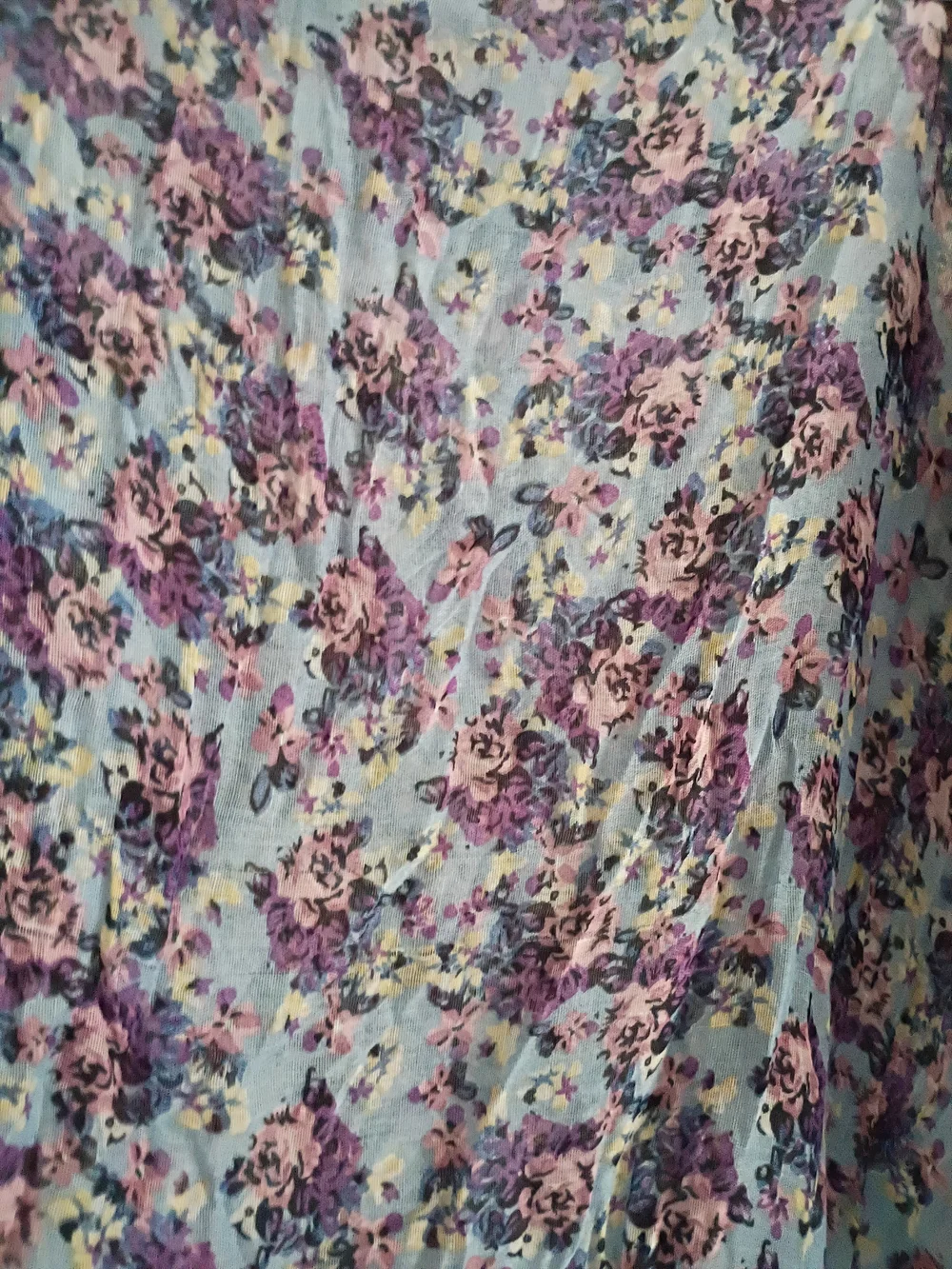 Light Blue Floral Ruffle  Scarf